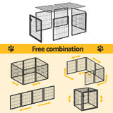 i.Pet Large Dog Crate Cage Playpen 129cm Puppy Pen Pet Enclosure Black - Low Angle