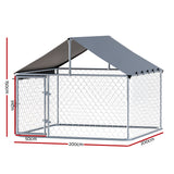 i.Pet Dog Kennel Large House XL Pet Run Cage Puppy Outdoor Enclosure With Roof - Front View
