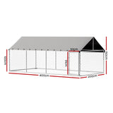 i.Pet Dog Kennel Large House XL Pet Run Cage Puppy Outdoor Enclosure 2Mx4M - Front View