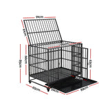 i.Pet Dog Cage Crate Large Puppy Cat Anti-Bite Pet Kennel Wheels w/Tray Metal - Front View