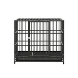 i.Pet Dog Cage Crate Large Puppy Cat Anti-Bite Pet Kennel Wheels w/Tray Metal - Side View