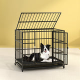 i.Pet Dog Cage Crate Large Puppy Cat Anti-Bite Pet Kennel Wheels w/Tray Metal - Close-Up Angle