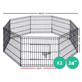 i.Pet 2x24 8 Panel Dog Playpen Pet Fence Exercise Cage Enclosure Play Pen