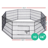 i.Pet 2x24 8 Panel Dog Playpen Pet Fence Exercise Cage Enclosure Play Pen - Front View