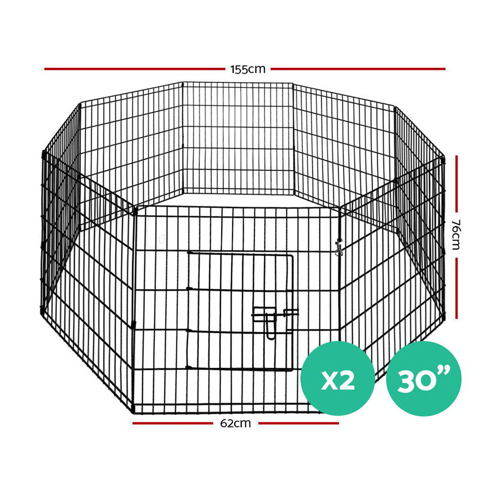 i.Pet 2x30 8 Panel Dog Playpen Pet Fence Exercise Cage Enclosure Play Pen