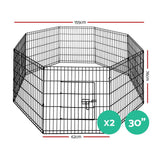 i.Pet 2x30 8 Panel Dog Playpen Pet Fence Exercise Cage Enclosure Play Pen - Front View