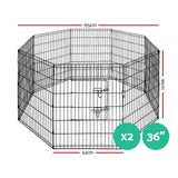 i.Pet 2x36 8 Panel Dog Playpen Pet Fence Exercise Cage Enclosure Play Pen