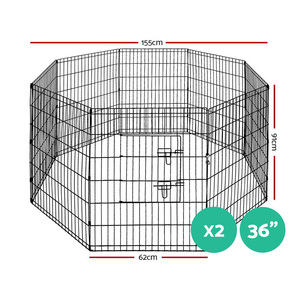 i.Pet 2x36 8 Panel Dog Playpen Pet Fence Exercise Cage Enclosure Play Pen