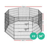 i.Pet 2x36 8 Panel Dog Playpen Pet Fence Exercise Cage Enclosure Play Pen - Front View