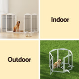 i.Pet Dog Playpen Enclosure 6 Panel Pet Fence Wooden Play Pen - 45-Degree Angle