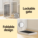 i.Pet Dog Playpen Enclosure 6 Panel Pet Fence Wooden Play Pen - Rear View