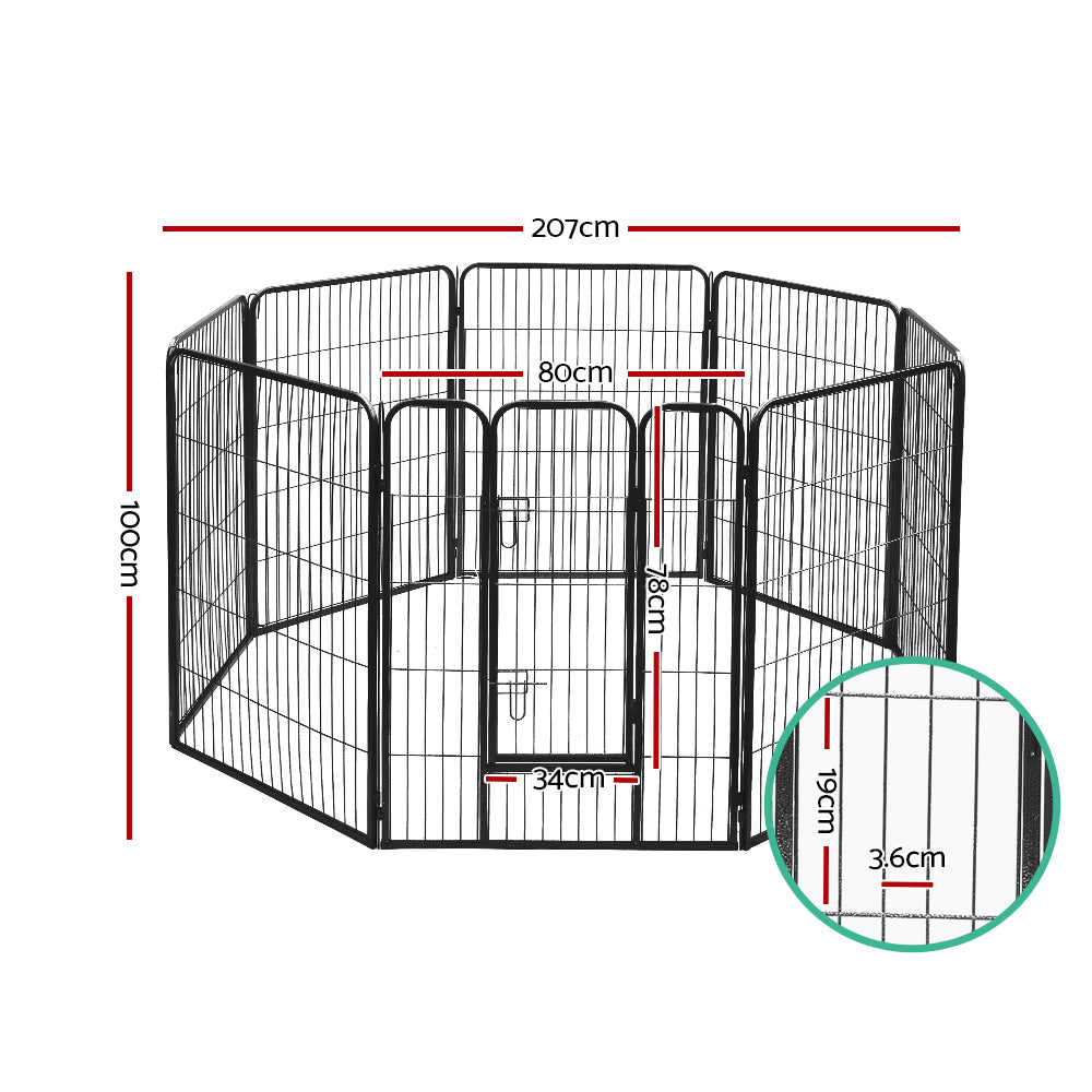 i.Pet 40 8 Panel Dog Playpen Pet Exercise Cage Enclosure Fence Play Pen