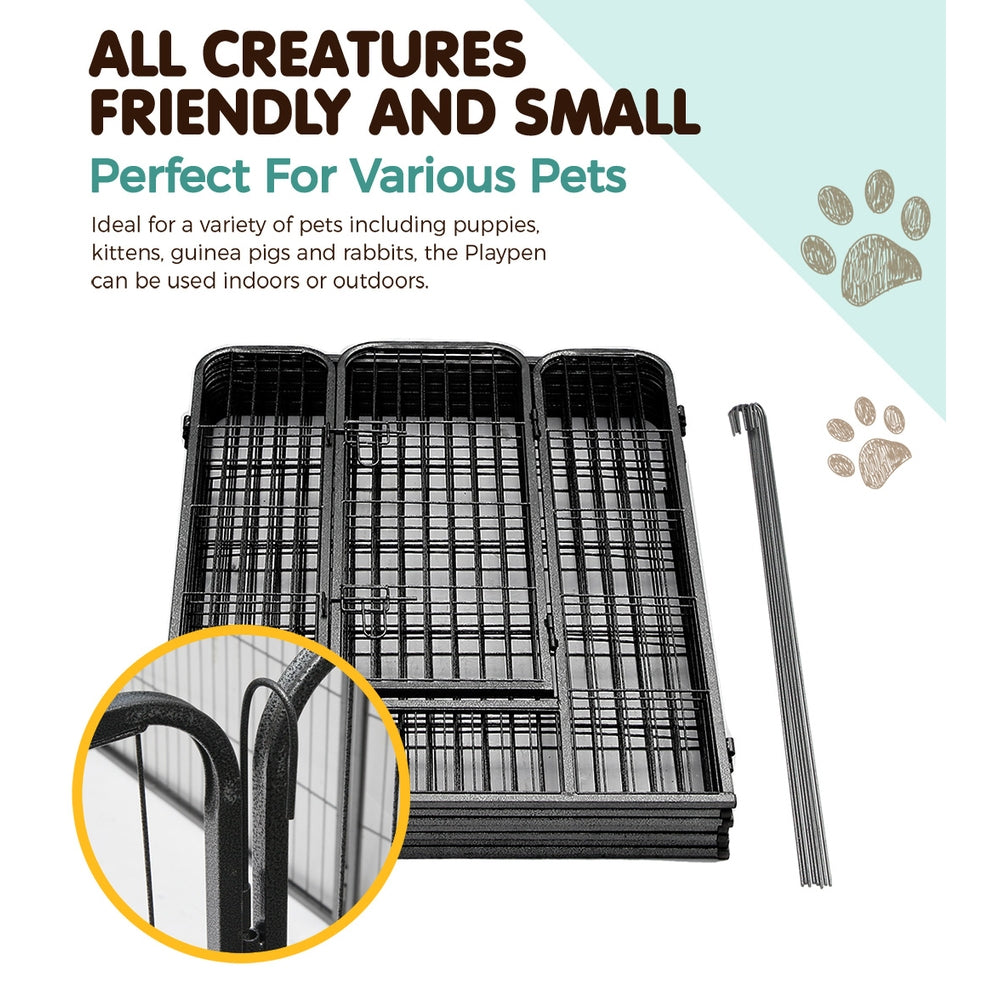 i.Pet 40 8 Panel Dog Playpen Pet Exercise Cage Enclosure Fence Play Pen
