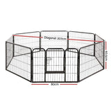 i.Pet 24 8 Panel Dog Playpen Pet Exercise Cage Enclosure Fence Play Pen - Front View