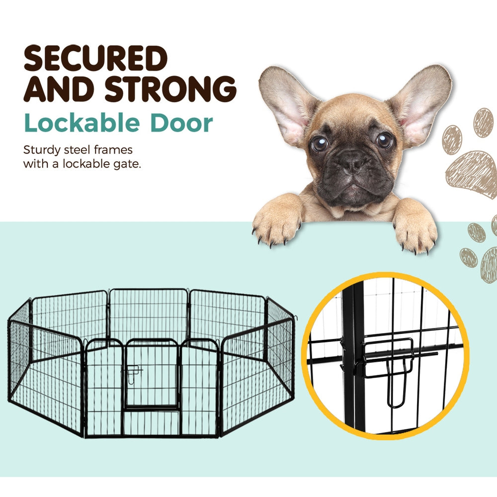 i.Pet 24 8 Panel Dog Playpen Pet Exercise Cage Enclosure Fence Play Pen