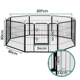i.Pet 32 8 Panel Dog Playpen Pet Exercise Cage Enclosure Fence Play Pen - Front View