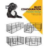 i.Pet 32 8 Panel Dog Playpen Pet Exercise Cage Enclosure Fence Play Pen - Side View