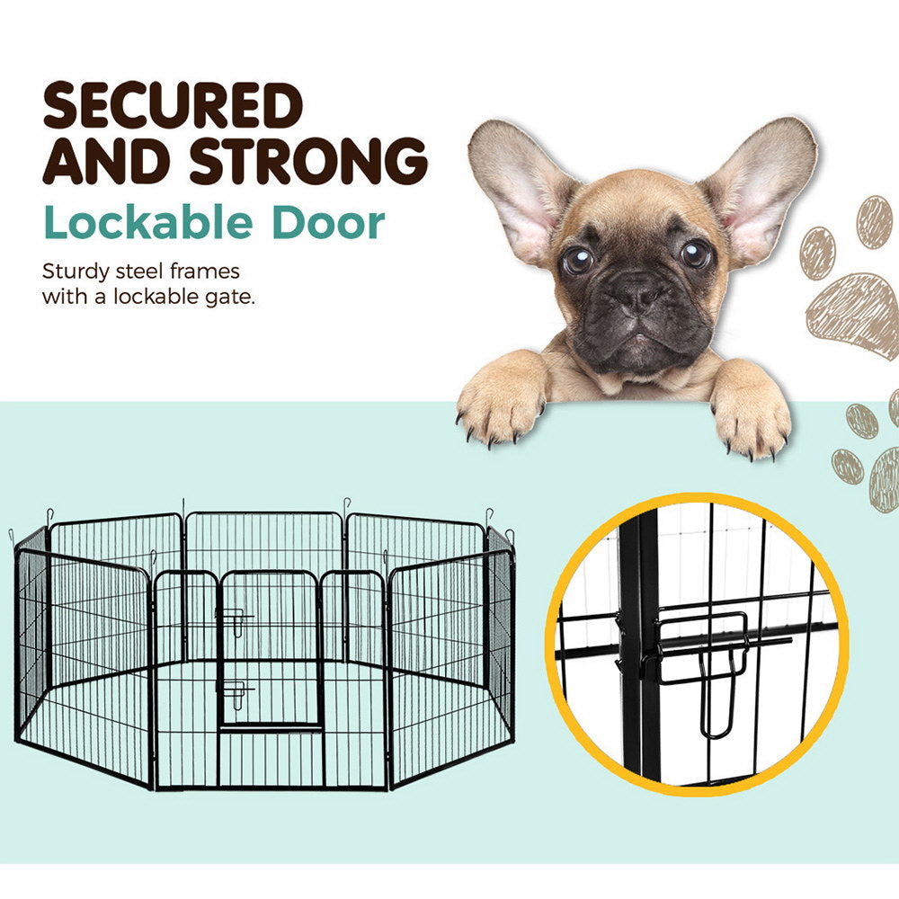 i.Pet 32 8 Panel Dog Playpen Pet Exercise Cage Enclosure Fence Play Pen