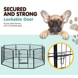i.Pet 32 8 Panel Dog Playpen Pet Exercise Cage Enclosure Fence Play Pen - Top-Down View
