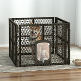 i.Pet Dog Playpen Enclosure 4 Panel Pet Fence Plastic Play Pen - Low Angle