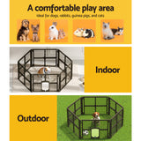 i.Pet Dog Playpen Enclosure 6 Panel Pet Fence Plastic Play Pen - Close-Up Angle