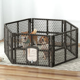 i.Pet Dog Playpen Enclosure 6 Panel Pet Fence Plastic Play Pen - Low Angle