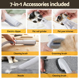 i.Pet 7-in-1 Vacuum Pet Grooming Tool with Hair Dryer, Clipper, and Brushes