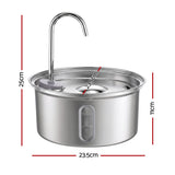 i.Pet 3.2L Cat Water Fountain Pet Feeder Dog Drinking Dispenser 304 Stainless Steel - Side View