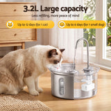 i.Pet 3.2L Cat Water Fountain Pet Feeder Dog Drinking Dispenser 304 Stainless Steel - 45-Degree Angle