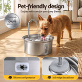 i.Pet 3.2L Cat Water Fountain Pet Feeder Dog Drinking Dispenser 304 Stainless Steel - Rear View