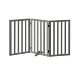 Alopet Wooden Pet Gate Dog Fence 3 Panels 80cm Grey - Side View
