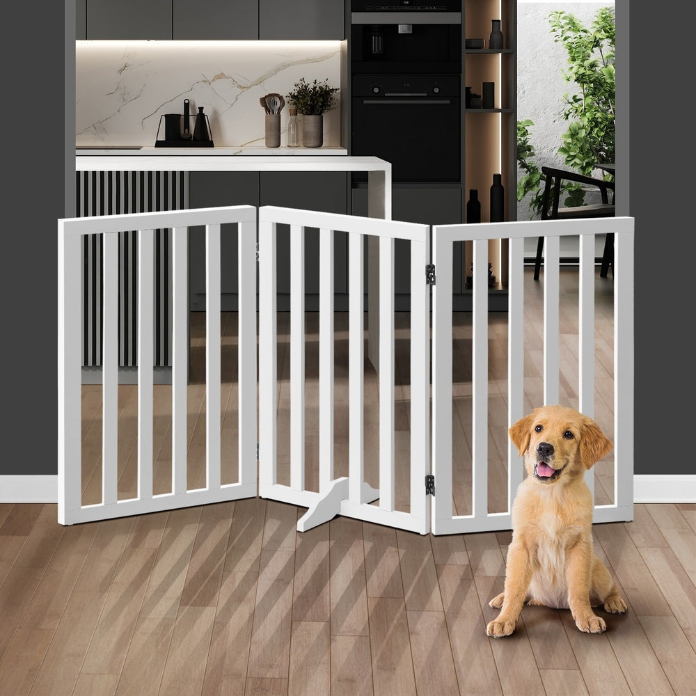 Alopet Wooden Pet Gate Security Door 3-Panel 80cm