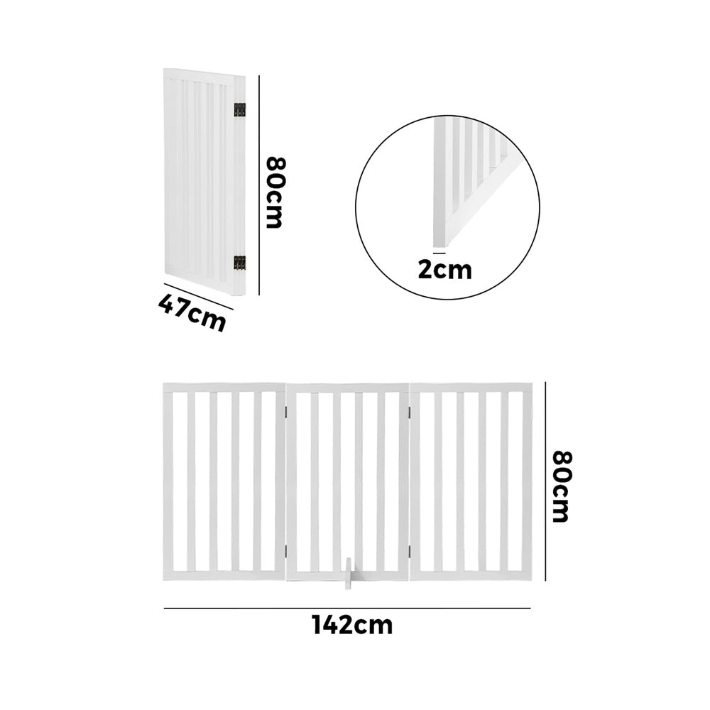 Alopet Wooden Pet Gate Security Door 3-Panel 80cm