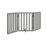 Alopet Wooden Pet Gate Safety Stair Barrier 3-Panel Grey
