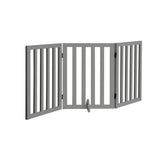 Alopet Wooden Pet Gate Safety Stair Barrier 3-Panel Grey