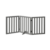 Alopet Wooden Pet Gate Safety Stair Barrier 3-Panel Grey