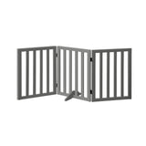 Alopet Wooden Pet Gate Safety Stair Barrier 3-Panel Grey - Low Angle