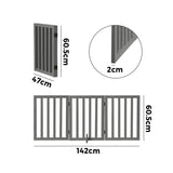 Alopet Wooden Pet Gate Safety Stair Barrier 3-Panel Grey