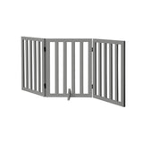 Alopet Wooden Pet Gate Safety Stair Barrier 3-Panel Grey