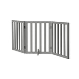 Alopet Wooden Pet Gate Safety Stair Barrier 3-Panel Grey - Front View