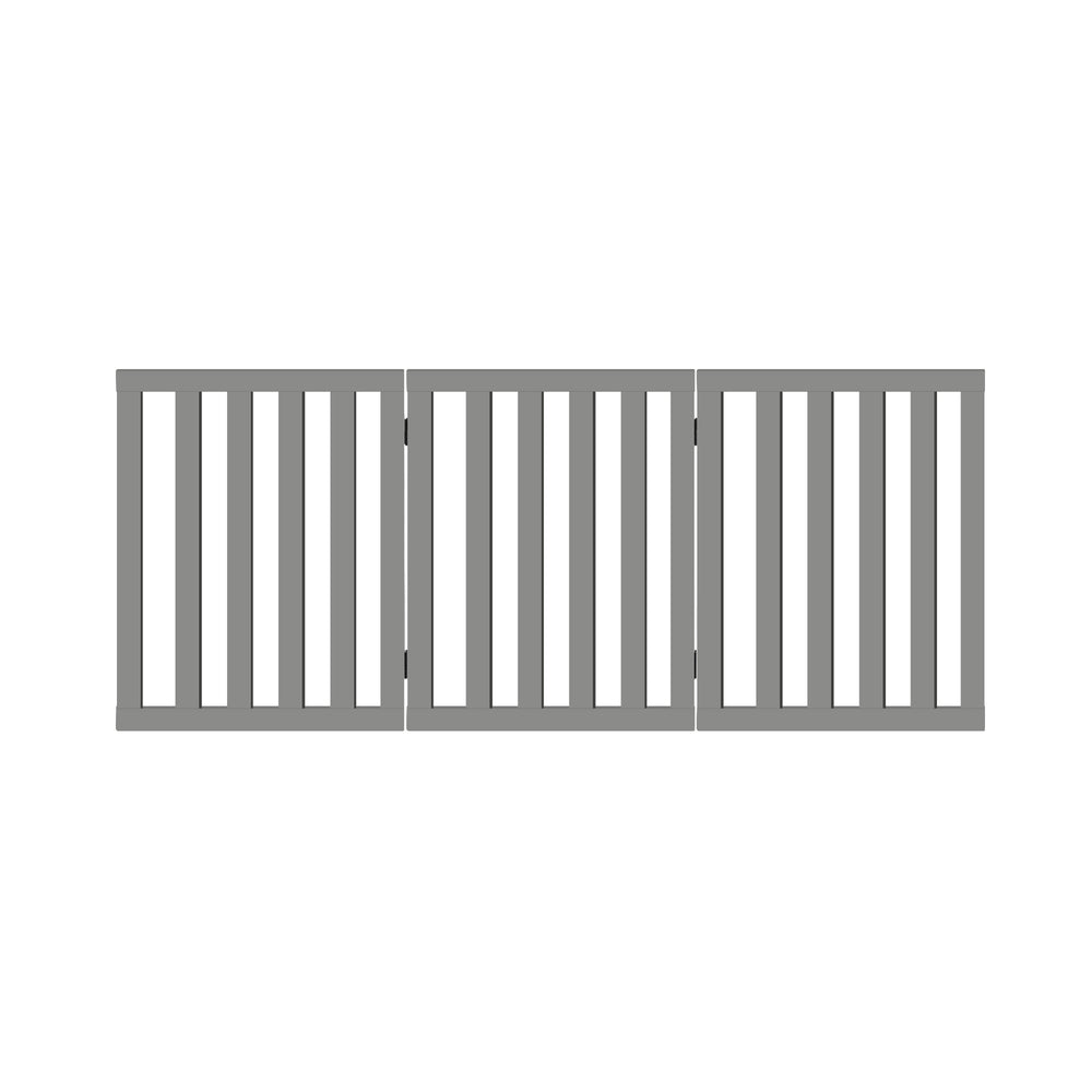 Alopet Wooden Pet Gate Safety Stair Barrier 3-Panel Grey