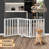 Alopet Wooden Pet Gate Dog Fence 3 Panels - 45-Degree Angle
