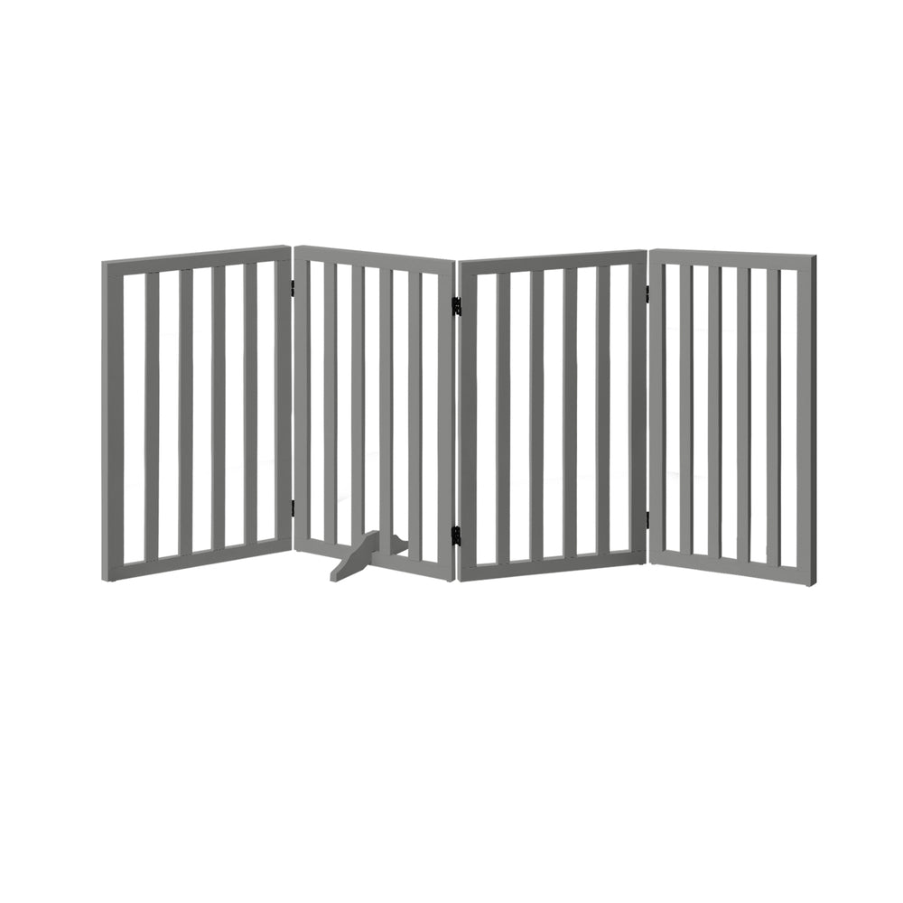 Alopet Wooden Pet Gate Dog Fence 4 Panels 80cm Grey