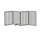 Alopet Wooden Pet Gate Dog Fence 4 Panels 80cm Grey - Front View