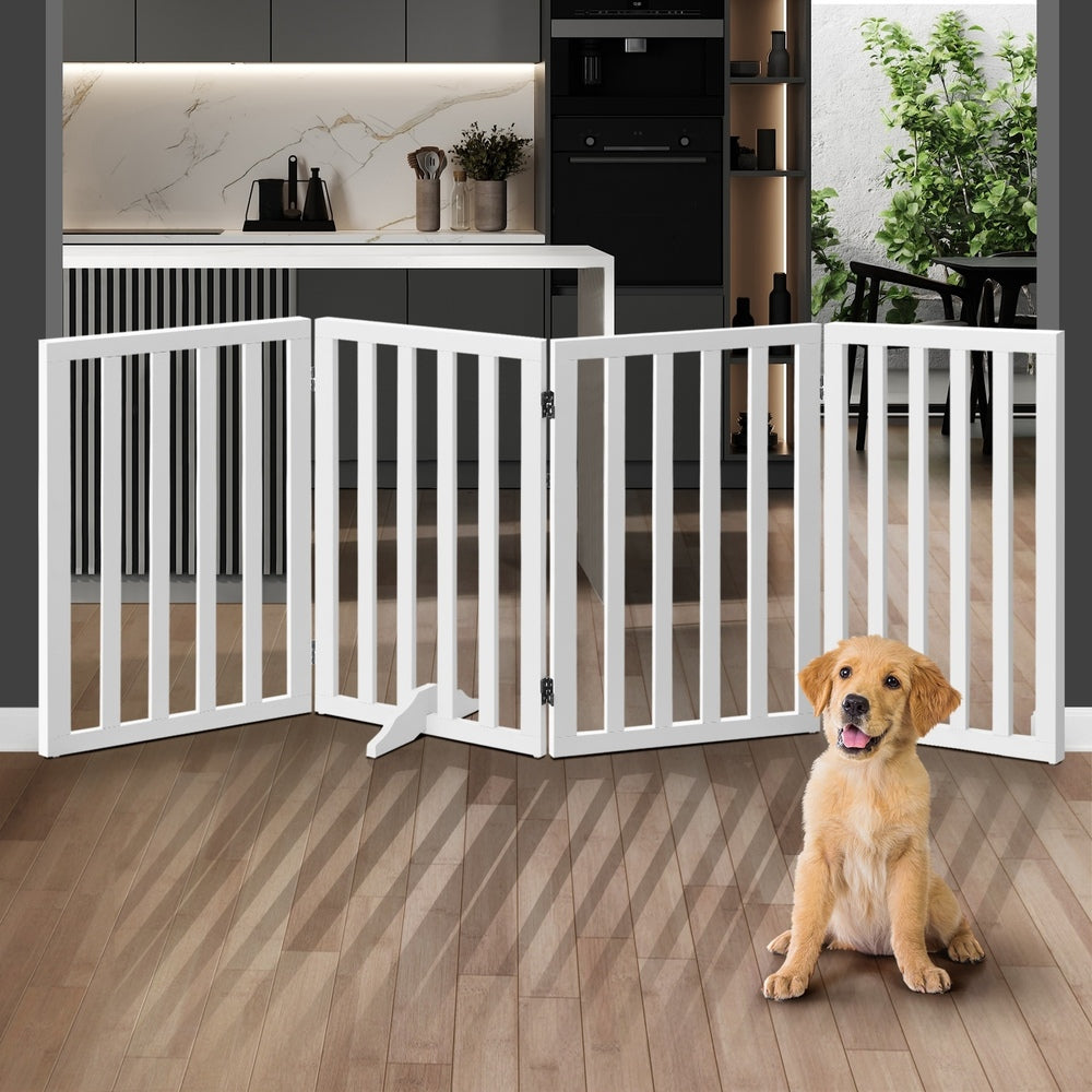 Alopet Wooden Pet Gate Security Door 4-Panel 80cm