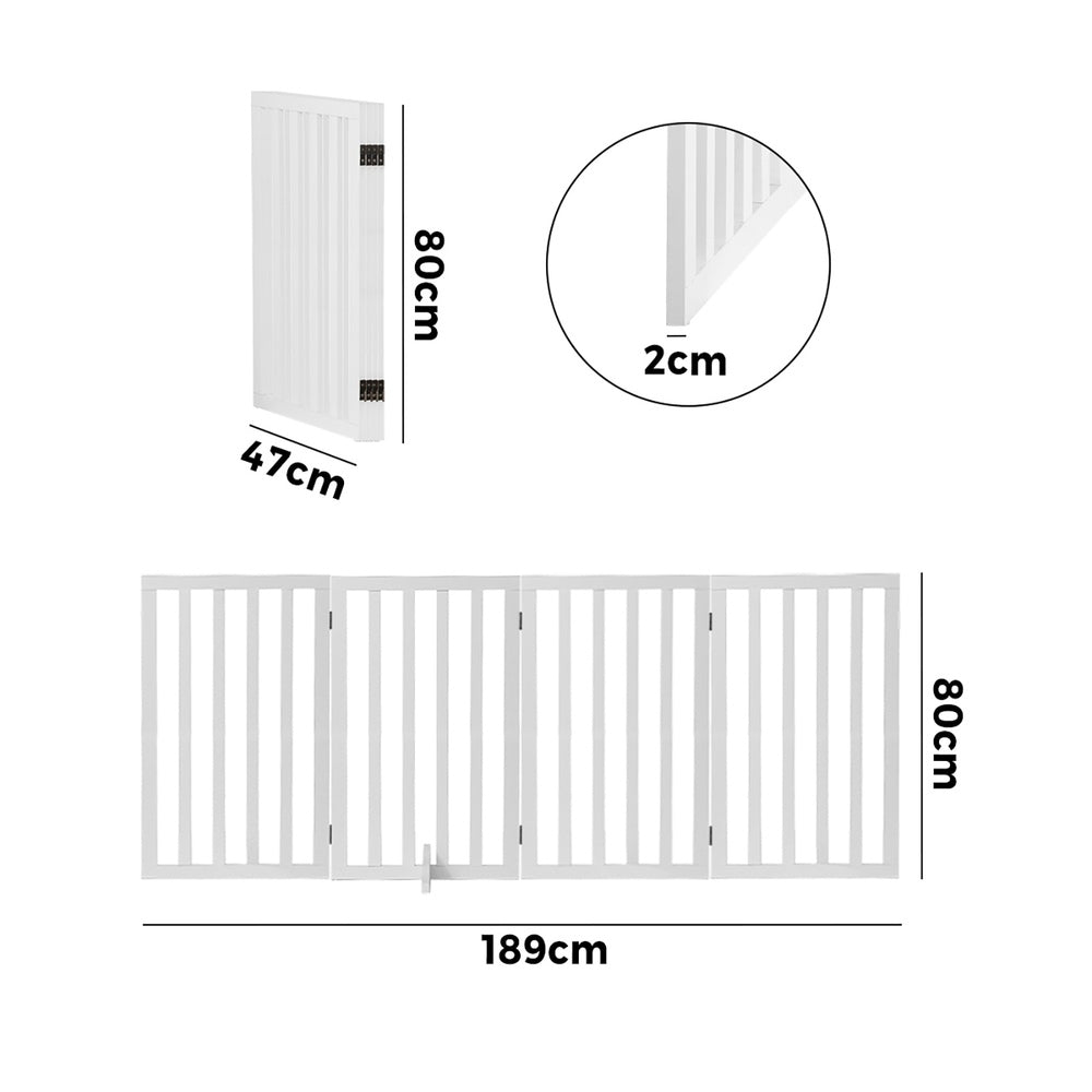 Alopet Wooden Pet Gate Security Door 4-Panel 80cm