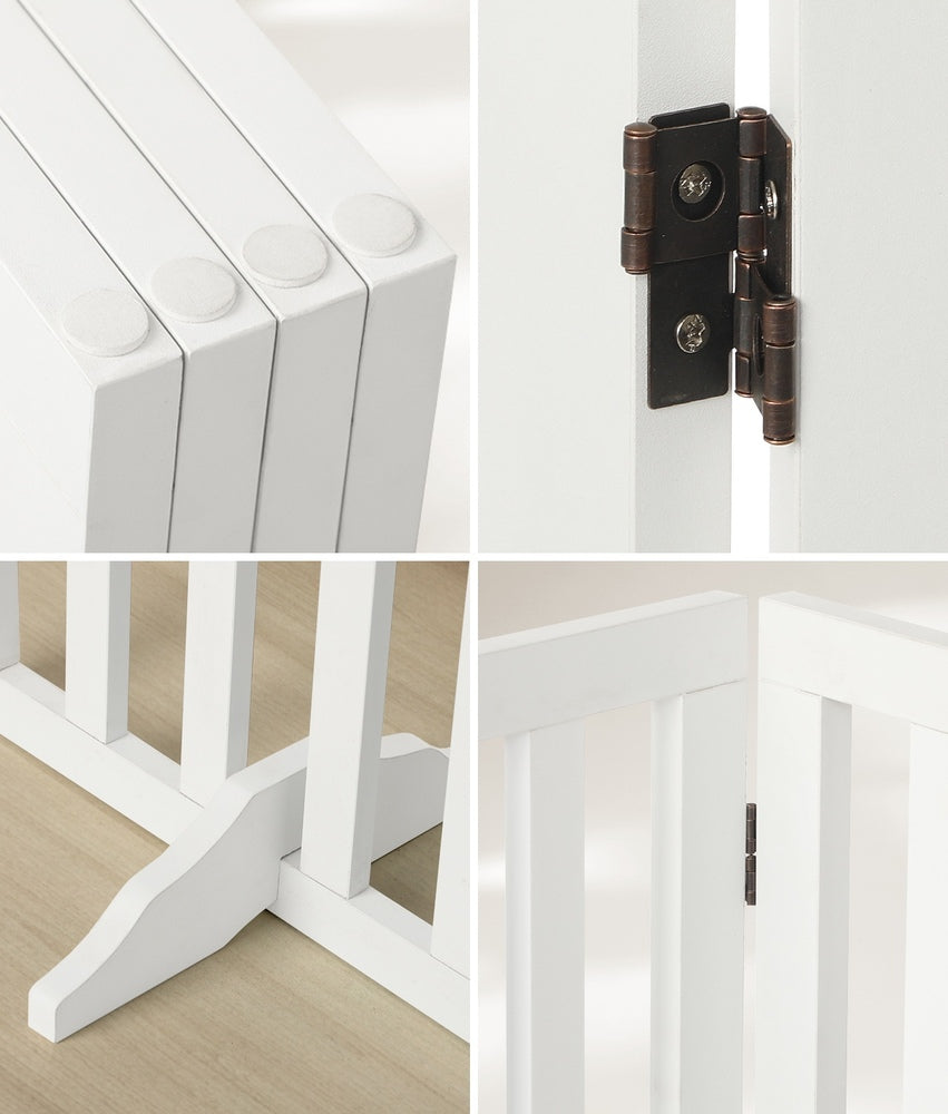 Alopet Wooden Pet Gate Security Door 4-Panel 80cm