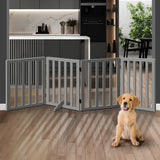Alopet Wooden Pet Gate Safety Stair Barrier 4-Panel Grey
