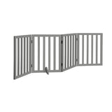Alopet Wooden Pet Gate Safety Stair Barrier 4-Panel Grey