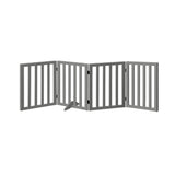 Alopet Wooden Pet Gate Safety Stair Barrier 4-Panel Grey - Side View